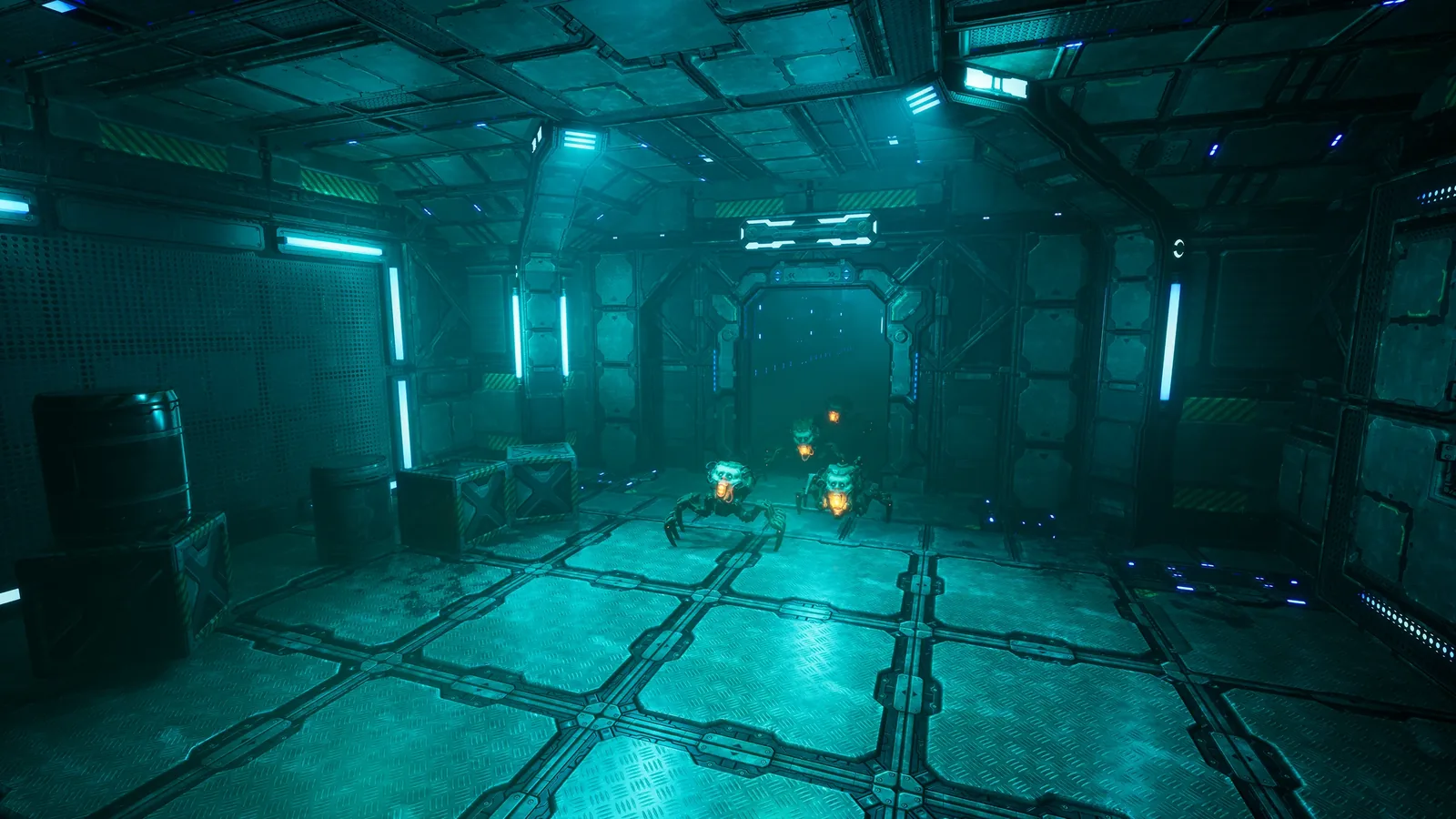 Real-time game level, atmospheric sci-fi environment